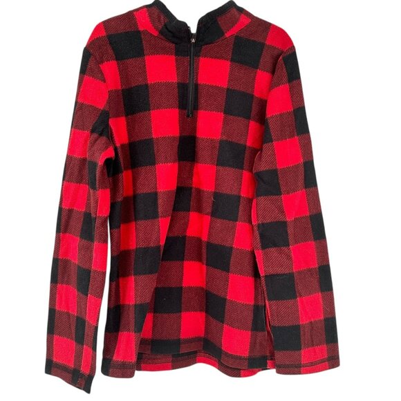 Jumping Beans Pullover Boys Size 8 Red Black Buffalo Plaid Half-zip Fleece LS - Picture 1 of 3